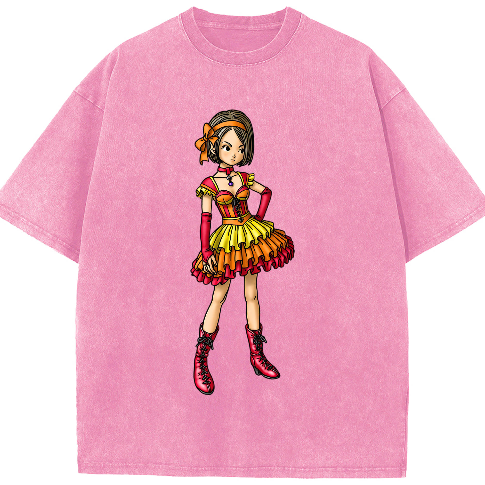 （画像用） ドラゴンクエスト Doragon Kuesuto Dragon Quest 綿100% ヴィンテージ風 半袖Tシャツ（フロントプリント）